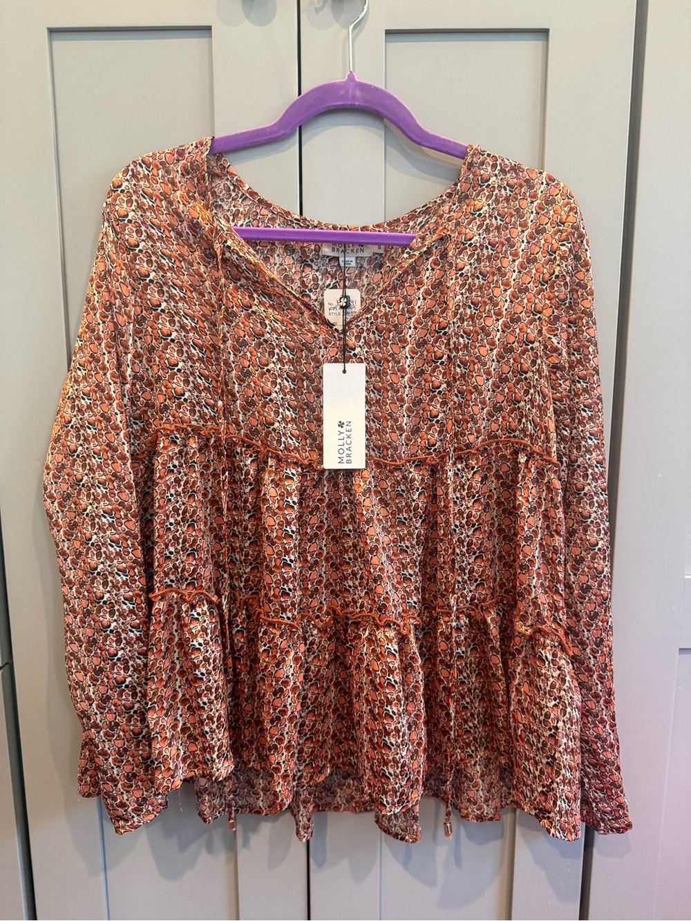 Molly Bracken Orange Floral Tiered Tunic